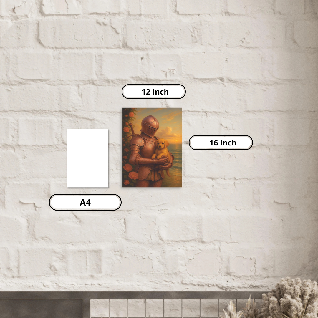 Aluminum Print -Female Knight with Puppy